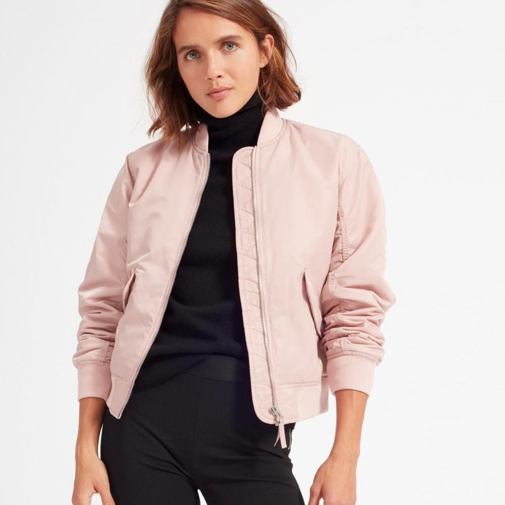 Ci Sono Women's Quilted Vegan Leather Bomber Jacket Bubblegum Pink